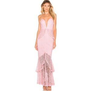 Lovers and Friends Spring Tide Lace Gown in Light Pink Size L